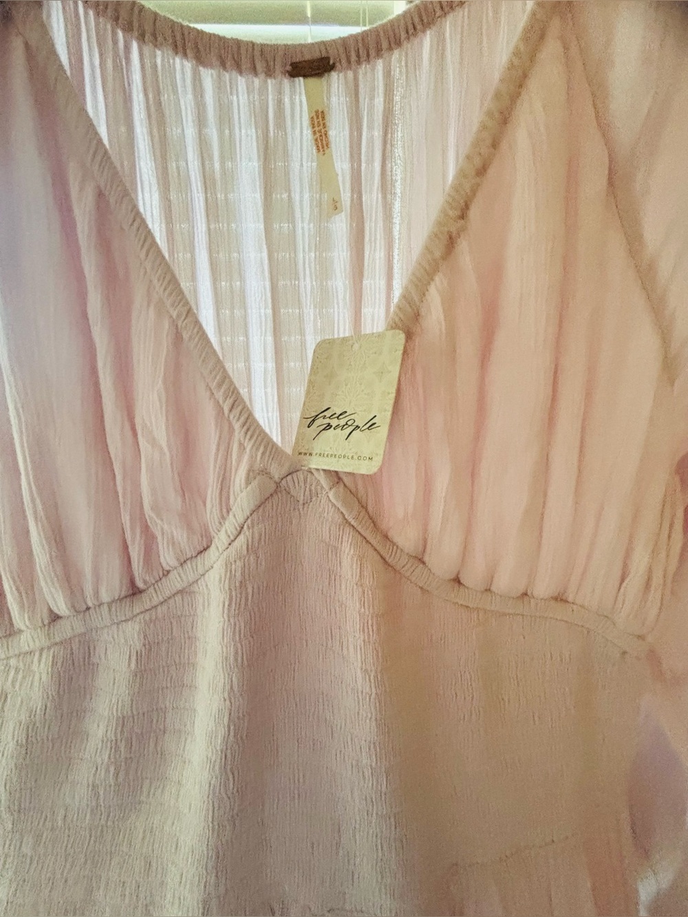 NWT Free People Dixie Maxi Dress Blush Pink V-Neck Large - Picture 5 of 7